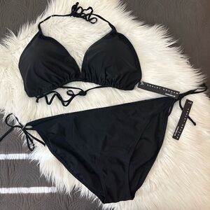 Ashley Graham x Swimsuits for All Black Side Tie Bikini Bottoms & Top